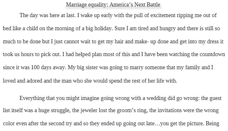 COR 120 COR120 COR/120 Concepts of the Community-Final Research Paper-Marriage equality