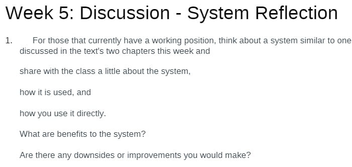 ACCT 350 ACCT350 ACCT/350 Week 5 Discussion-System Reflection.docx