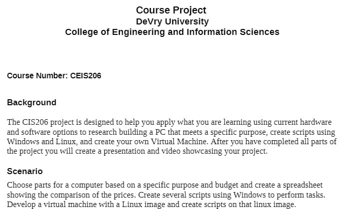 CIS 206 CIS206 CIS/206 Course Project