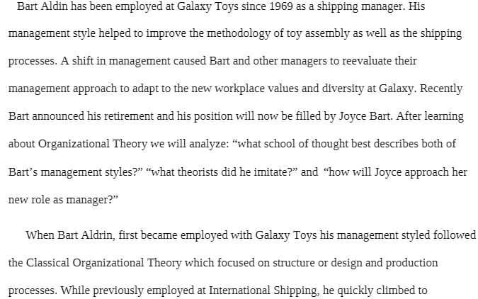 BMGT 364 BMGT364 BMGT/364 Role of Manager and Impact of Organizational Theories of Managers