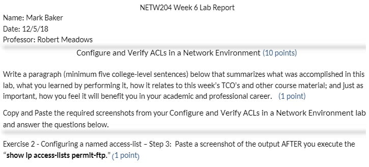 NETW 204 NETW204 NETW/204 Week 6 Lab Report