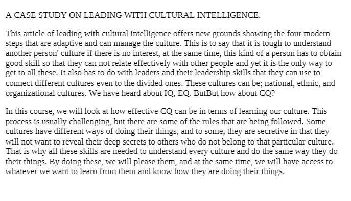 WMBA 2001 WMBA2001 WMBA/2001 A CASE STUDY ON LEADING WITH CULTURAL INTELLIGENCE