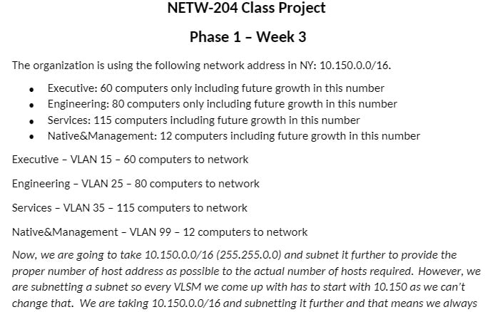 NETW 204 NETW204 NETW/204 Week 3 Course Project part one